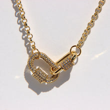 Load image into Gallery viewer, Peri'sBox Gold Color Double Circle Carabiner Necklaces Micro Paving CZ