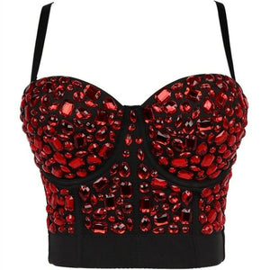 Pink Bead Women's Bra Summer Bustier Costume Diamond Push Up