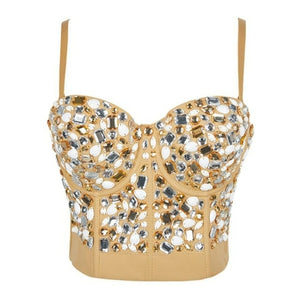 Pink Bead Women's Bra Summer Bustier Costume Diamond Push Up