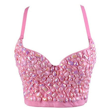 Load image into Gallery viewer, Pink Bead Women&#39;s Bra Summer Bustier Costume Diamond Push Up