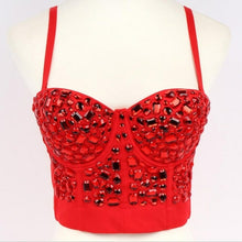 Load image into Gallery viewer, Pink Bead Women&#39;s Bra Summer Bustier Costume Diamond Push Up