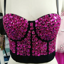 Load image into Gallery viewer, Pink Bead Women&#39;s Bra Summer Bustier Costume Diamond Push Up