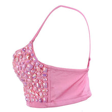 Load image into Gallery viewer, Pink Bead Women&#39;s Bra Summer Bustier Costume Diamond Push Up