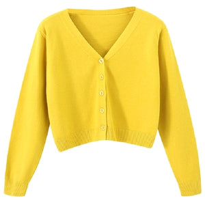 Cardigan Long Sleeve Cropped Sweater Fashion Knitted