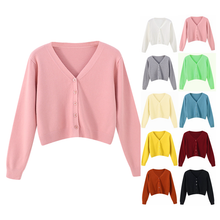 Load image into Gallery viewer, Cardigan Long Sleeve Cropped Sweater Fashion Knitted