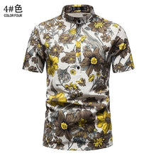 Load image into Gallery viewer, Pink Flower Shirts Men Stand Collar Casual Mens Shirt Hawaiian