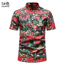 Load image into Gallery viewer, Pink Flower Shirts Men Stand Collar Casual Mens Shirt Hawaiian