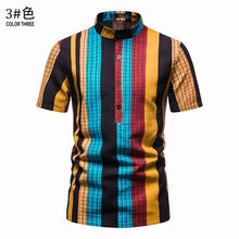 Load image into Gallery viewer, Pink Flower Shirts Men Stand Collar Casual Mens Shirt Hawaiian