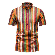 Load image into Gallery viewer, Pink Flower Shirts Men Stand Collar Casual Mens Shirt Hawaiian