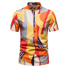 Load image into Gallery viewer, Pink Flower Shirts Men Stand Collar Casual Mens Shirt Hawaiian