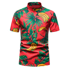 Load image into Gallery viewer, Pink Flower Shirts Men Stand Collar Casual Mens Shirt Hawaiian