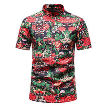 Load image into Gallery viewer, Pink Flower Shirts Men Stand Collar Casual Mens Shirt Hawaiian