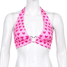 Load image into Gallery viewer, Pink Heart Crop Top