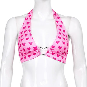 Pink Heart Crop Top