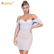 Load image into Gallery viewer, Pink Off Shoulder bandage Corset Party Dress