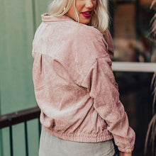 Load image into Gallery viewer, Pink Women Corduroy Long Sleeve Coat
