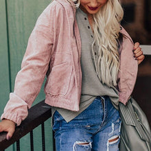 Load image into Gallery viewer, Pink Women Corduroy Long Sleeve Coat