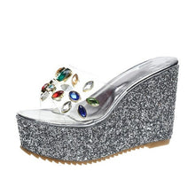 Load image into Gallery viewer, Platform Shoes Women Transparant Pvc Crystal Peep Toe Female Wedge - Sophornlilly