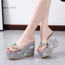 Load image into Gallery viewer, Platform Shoes Women Transparant Pvc Crystal Peep Toe Female Wedge - Sophornlilly