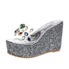 Load image into Gallery viewer, Platform Shoes Women Transparant Pvc Crystal Peep Toe Female Wedge - Sophornlilly