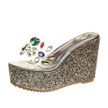 Load image into Gallery viewer, Platform Shoes Women Transparant Pvc Crystal Peep Toe Female Wedge - Sophornlilly