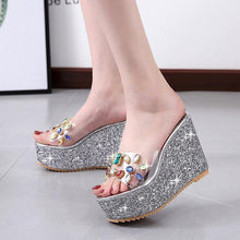 Load image into Gallery viewer, Platform Shoes Women Transparant Pvc Crystal Peep Toe Female Wedge - Sophornlilly