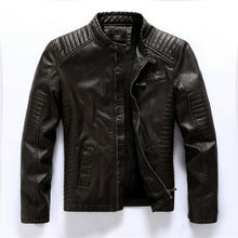 Load image into Gallery viewer, Pleated Moto Leather Jacket Men New Pop Casual Fleece Coats Male