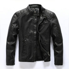 Load image into Gallery viewer, Pleated Moto Leather Jacket Men New Pop Casual Fleece Coats Male