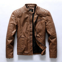 Load image into Gallery viewer, Pleated Moto Leather Jacket Men New Pop Casual Fleece Coats Male