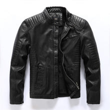 Load image into Gallery viewer, Pleated Moto Leather Jacket Men New Pop Casual Fleece Coats Male