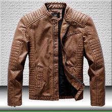 Load image into Gallery viewer, Pleated Moto Leather Jacket Men New Pop Casual Fleece Coats Male