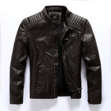 Load image into Gallery viewer, Pleated Moto Leather Jacket Men New Pop Casual Fleece Coats Male