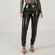 Load image into Gallery viewer, Faux Leather Leggings Large Shiny Skinny Pants