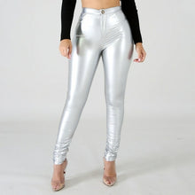 Load image into Gallery viewer, Faux Leather Leggings Large Shiny Skinny Pants
