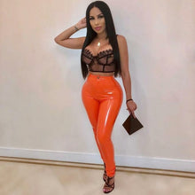 Load image into Gallery viewer, Faux Leather Leggings Large Shiny Skinny Pants