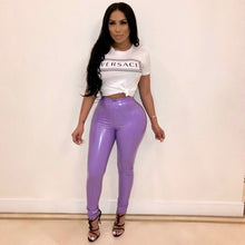 Load image into Gallery viewer, Faux Leather Leggings Large Shiny Skinny Pants