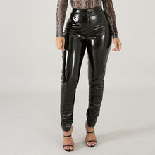 Load image into Gallery viewer, Faux Leather Leggings Large Shiny Skinny Pants