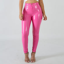Load image into Gallery viewer, Faux Leather Leggings Large Shiny Skinny Pants