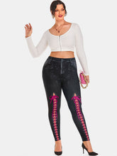 Load image into Gallery viewer, Plus Size 3D Lace up Print High Rise Jeggings