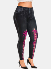 Load image into Gallery viewer, Plus Size 3D Lace up Print High Rise Jeggings