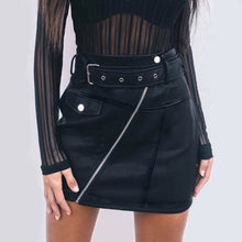 Load image into Gallery viewer, Plus Size 3XL PU Leather A Line Skirt Women Belt Zipper High Waist