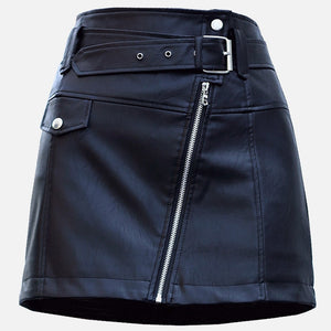 Plus Size 3XL PU Leather A Line Skirt Women Belt Zipper High Waist