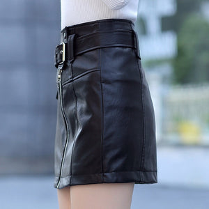 Plus Size 3XL PU Leather A Line Skirt Women Belt Zipper High Waist