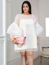Load image into Gallery viewer, Loose Dress White O Neck Mesh
