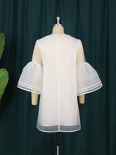 Load image into Gallery viewer, Loose Dress White O Neck Mesh