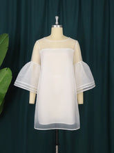 Load image into Gallery viewer, Loose Dress White O Neck Mesh