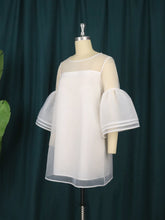 Load image into Gallery viewer, Loose Dress White O Neck Mesh