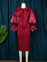 Load image into Gallery viewer, Long Sleeve Bodycon Bow Collar