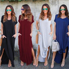 Load image into Gallery viewer, Plus Size 5XL Sexy Women Dress Summer Solid Casual Short Sleeve - Sophornlilly