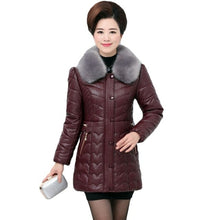 Load image into Gallery viewer, Winter Women Down Cotton Jacket Leather Coat